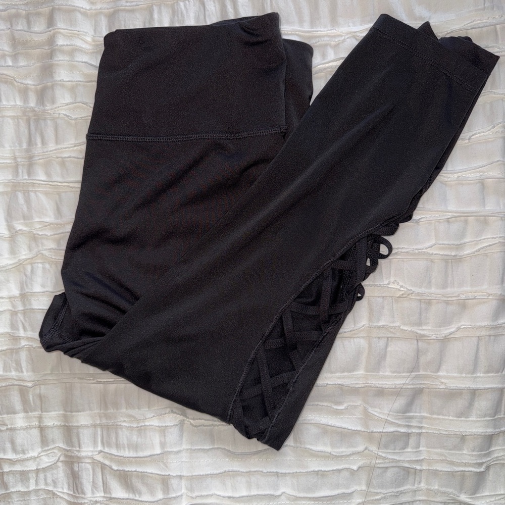 Avia Black Leggings with Side Strap Detail